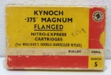 Full Vintage Box Kynoch .375 Magnum Flanged Nitro Express 270 gr. Cartridges for Holland's