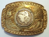 Brass Belt Buckle w/1891 Morgan Dollar