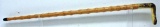 1960's Folk Art Bamboo Wooden Cane w/Hand Carved Snake Head, Small Chip in Paint