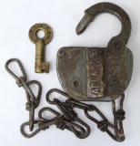 Adlake Railroad Lock w/Key Marked 'CRI&P Pat. Mar. 20, 1920', Key Marked 'CRI&P RR', Chicago Rock