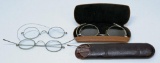 (3) Prs. Old Wire Rim Eyeglasses and (1) Broken Pr., (2) have Cases