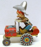 Unique Art Rodeo Joe Wind-up Tin Toy, Nice Paint, Runs