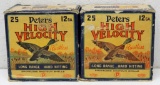 (2) Vintage Full and Correct Boxes Peters High Velocity 12 Ga. Shotgun Shells, Some Wear and Damage