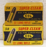 (2) Different Full Vintage Boxes C-I-L Super-Clean .22 LR Cartridges