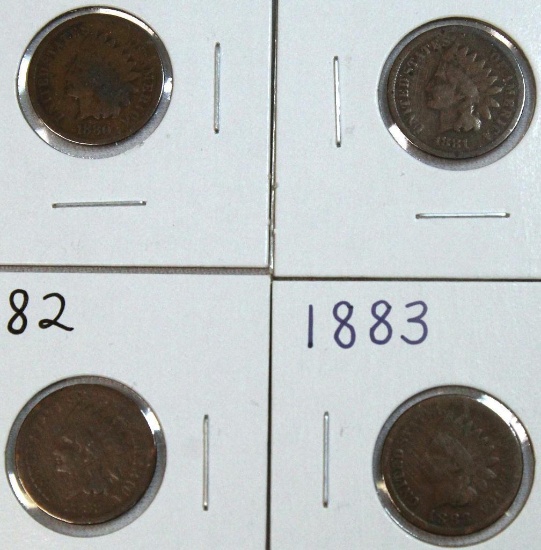 1880,1881,1882,1883 Indian Head Cents