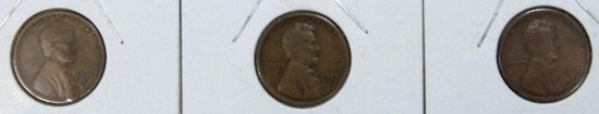 1911S, 1914S, 1915D Wheat Cents