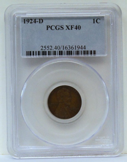 1924D Wheat Cent Slabbed PCGS XF40, Key Date