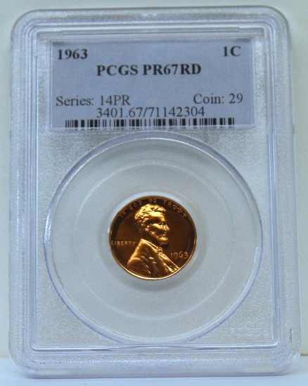 1963 Lincoln Cent Slabbed PCGS PR67RD