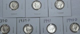1935S, (2) 1938S, (2) 1939D, 1941, 1941D Mercury Dimes