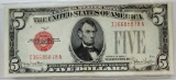 1928F $5 Red Seal U.S. Note