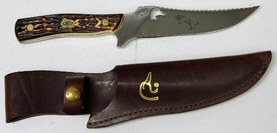 Ducks Unlimited Schrade Fixed Blade Hunting Knife with Sheath, 6" Blade, 10 1/2" Overall