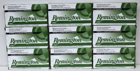 (9) Full Boxes Remington 9 mm Luger 115 gr. Cartridges