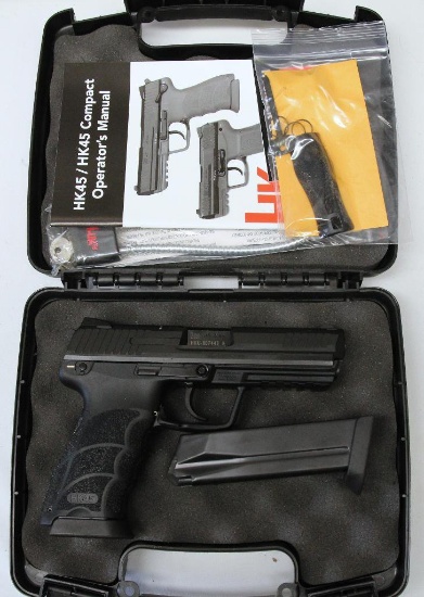 Heckler & Koch HK 45 .45 Auto Semi-Auto Pistol Like New 2 Clips Hard Case SN#HKU-007448