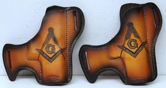 (2) Savoy Leather Multi-Fit Holsters w/Masonic Logo