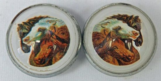 Pair of H.A. Chapman Glass Bridle Rosettes