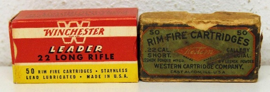 Partial Vintage Two Piece Box of 30 Western Gallery Special .22 Short Cartridges and Full Box of 50