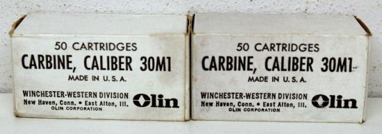 (2) Full Boxes Winchester Western .30 M1 Carbine Cartridges