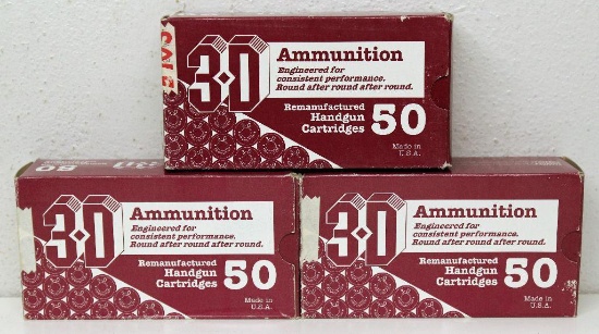 (3) Full Boxes 3-D Remanufactured Ammunition .38 Special 125 gr. Semi Wadcutter Cartridges