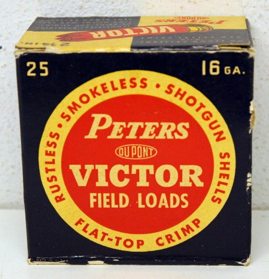 Full Vintage Box Peters Victor 16 Ga. 2 3/4" Shotgun Shells