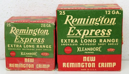 Full Vintage Box Remington Express 28 Ga. 2 3/4" 6 Shot Shotgun Shells and Vintage Empty Box