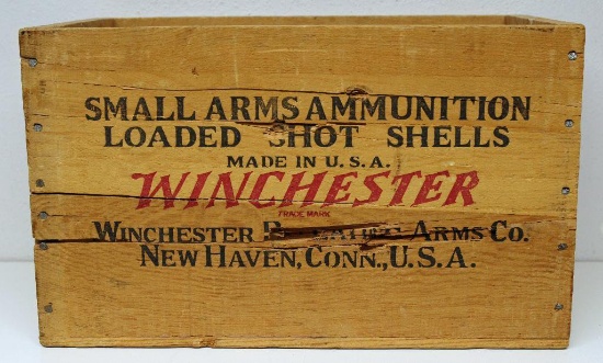 Old Winchester Super Super Speed 12 Ga. Shotgun Shells Wooden Ammo Box, Damage to One Side
