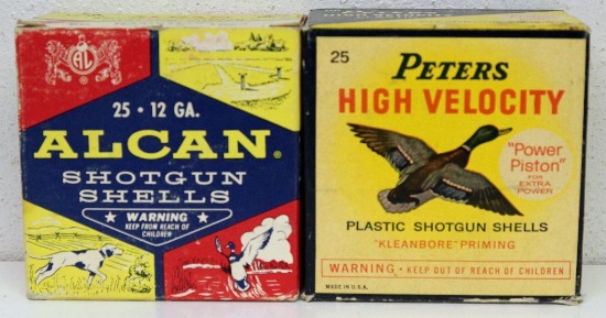 Full Vintage Box Alcan 12 Ga. 2 3/4" 6 Shot Shotgun Shells and Partial Vintage Box 12 Peters High