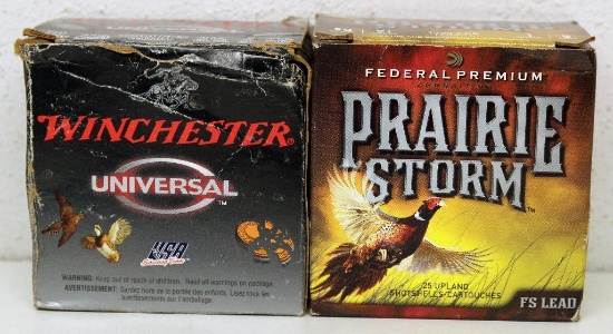 Full Box Winchester Universal 20 Ga. 2 3/4" 7 1/2 Shot and Full Box Federal Prairie Storm 20 Ga. 2