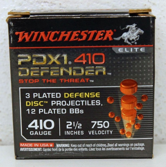 (2) Full Boxes of 10 Winchester PDX1 410 Defender .410 Ga. 2 1/2" Shotgun Shells
