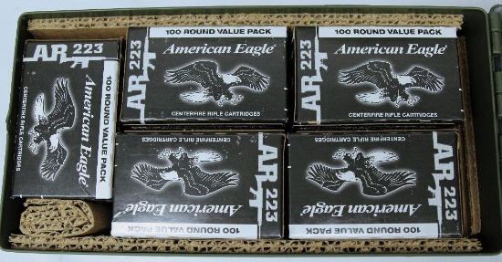Metal Ammo Can w/ 1000 Rounds American Eagle .223 Rem. 55 gr. FMJ Cartridges in 100 Round Boxes