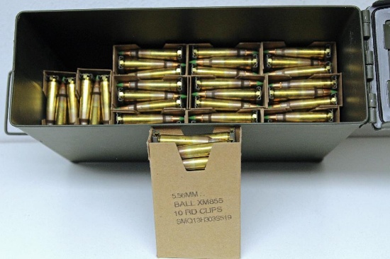360 Rounds 5.56 mm in 10 Round Stripper Clips in Metal Ammo Can