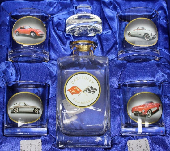 The Bradford Exchange Chevrolet Corvette Bar Set - Decanter and Glasses