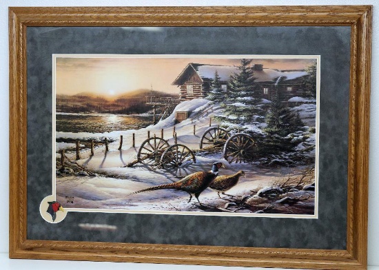 Terry Redlin 1983 Framed Pheasant Print 32 3/4" Wide 23 1/2" Tall
