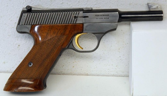 Belgium Browning Challenger .22 LR Semi-Auto Handgun 4 1/2" Bbl Checkered Walnut Grip Light Wear