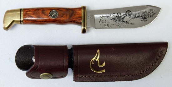Buck 103 U Ducks Unlimited 1998 Fixed Blade Skinning/Hunting Knife with Sheath, 4" Blade, 8 1/4"