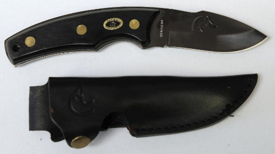P.R.C. Ducks Unlimited Fixed Blade Skinning/Hunting Knife, 3 3/4" Blade, 8 1/2" Overall, DU Cut Out