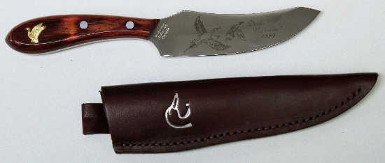 1999 Ducks Unlimited Grohmann Pictou NS Canada Fixed Blade Skinning/Hunting Knife, 5" Blade, 9 3/4"
