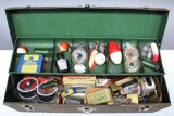 Old Metal Tackle Box Full of Old Fishing Tackle and Lures - Contains Marlin Fishing Reel, Lures in