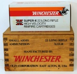 Full Vintage Brick of 500 Winchester Super-X .22 LR Cartridges w/Wooden Ammo Box