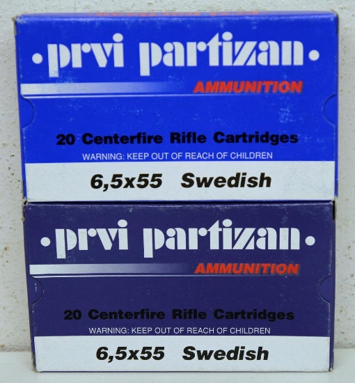 (2) Full Boxes prvi partisan 6,5x55 Swedish 9,0 gr. SP BT Cartridges