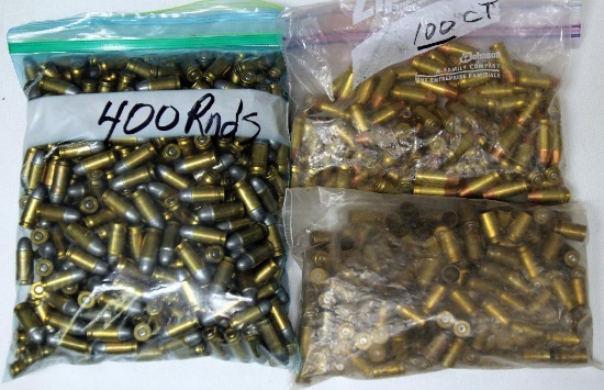 400 Rounds Reloaded .380 Auto, 100 Rounds .380 Auto Hollow Points, 169 Rounds .380 Auto Fired Brass