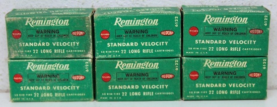 (6) Vintage Full Boxes Remington .22 LR Cartridges