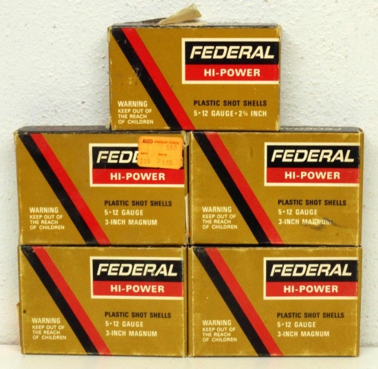 (5) Full Boxes of 5 Federal 12 Ga. - 2 3/4" 00 Buckshot and (4) 3" 00 Buckshot Shotgun Shells