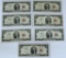 (7) 1963 Series $2 Red Seal Notes
