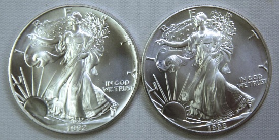 (2) 1992 Silver Eagles