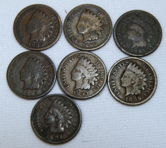 1889,1890,1891,1892,1893,1895,1896 Indian Head Cents