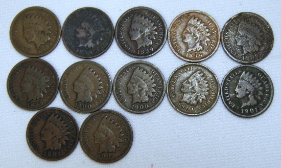 (6) 1899, (2) 1900, (3) 1901 Indian Head Cents