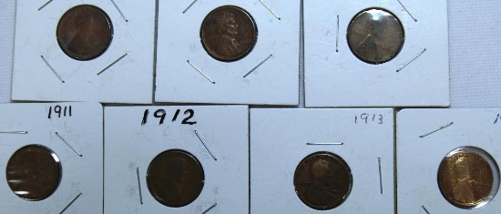 1909,1909VDB,1910,1911,1912,1913,1914 Wheat Cents