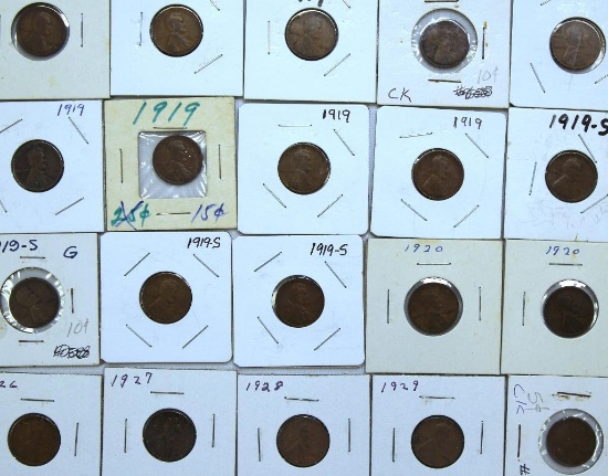 1918,(8)1919,(4)1919S,(2)1920,1926,1927,1928,(2)1929 Wheat Cents