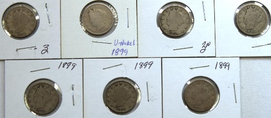 (7)1899 Liberty Head Nickels