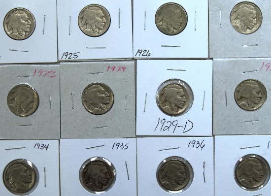 1923,1925,1926,1927,1928,1929,1929D,1930,1934,1935,1936,1937 Buffalo Nickels